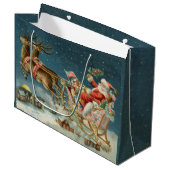 Sinterklaas Kerst Antiek Sleigh Rendier Groot Cadeauzakje (Voorkant Gekanteld)