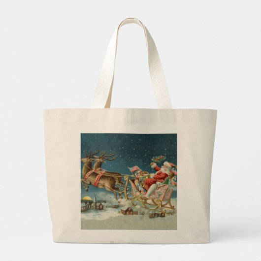 Sinterklaas Kerst Antiek Sleigh Rendier Grote Tote Bag (Achterkant)