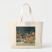 Sinterklaas Kerst Antiek Sleigh Rendier Grote Tote Bag (Voorkant)
