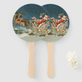 Sinterklaas Kerst Antiek Sleigh Rendier Handwaaier (Voorkant en achterkant)