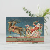 Sinterklaas Kerst Antiek Sleigh Rendier Kaart (Staand voorkant)