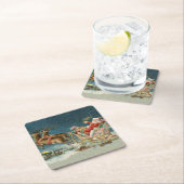 Sinterklaas Kerst Antiek Sleigh Rendier Kartonnen Onderzetters (Insitu)