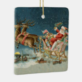 Sinterklaas Kerst Antiek Sleigh Rendier Keramisch Ornament (Rechts)