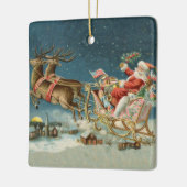 Sinterklaas Kerst Antiek Sleigh Rendier Keramisch Ornament (Links)