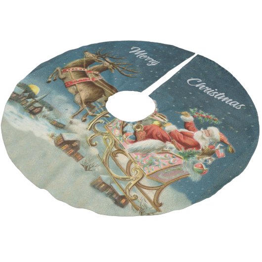 Sinterklaas Kerst Antiek Sleigh Rendier Kerstboom Rok (Gekanteld)