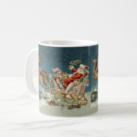 Sinterklaas Kerst Antiek Sleigh Rendier Koffiemok (Voorkant links)
