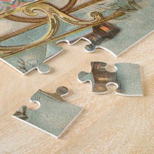 Sinterklaas Kerst Antiek Sleigh Rendier Legpuzzel (Zijkant)