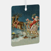 Sinterklaas Kerst Antiek Sleigh Rendier Metalen Ornament (Voorkant Rechts)