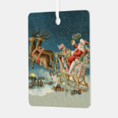 Sinterklaas Kerst Antiek Sleigh Rendier Metalen Ornament (Voorkant links)