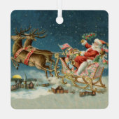 Sinterklaas Kerst Antiek Sleigh Rendier Metalen Ornament (Achterkant)