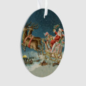 Sinterklaas Kerst Antiek Sleigh Rendier Ornament (voorkant)
