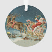 Sinterklaas Kerst Antiek Sleigh Rendier Ornament (achterkant)