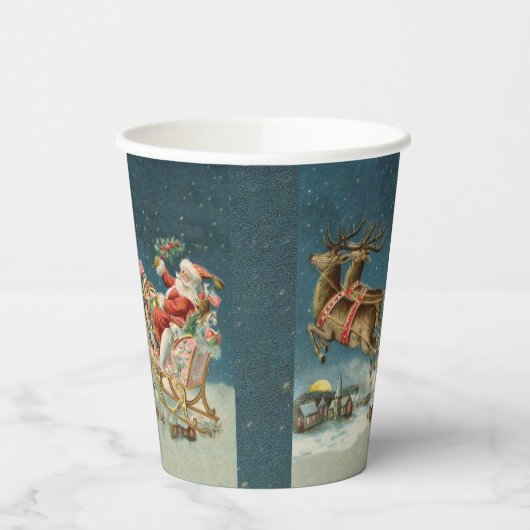 Sinterklaas Kerst Antiek Sleigh Rendier Papieren Bekers (Links)