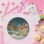 Sinterklaas Kerst Antiek Sleigh Rendier Papieren Bordje (Feest)