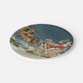 Sinterklaas Kerst Antiek Sleigh Rendier Papieren Bordje (Gekanteld)