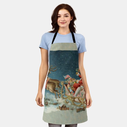 Sinterklaas Kerst Antiek Sleigh Rendier Schort (Gedragen)