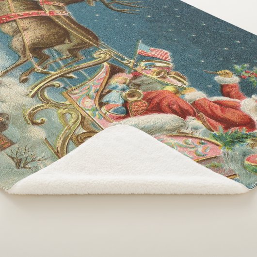 Sinterklaas Kerst Antiek Sleigh Rendier Sherpa Deken (3/4)