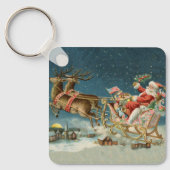 Sinterklaas Kerst Antiek Sleigh Rendier Sleutelhanger (Voorkant)