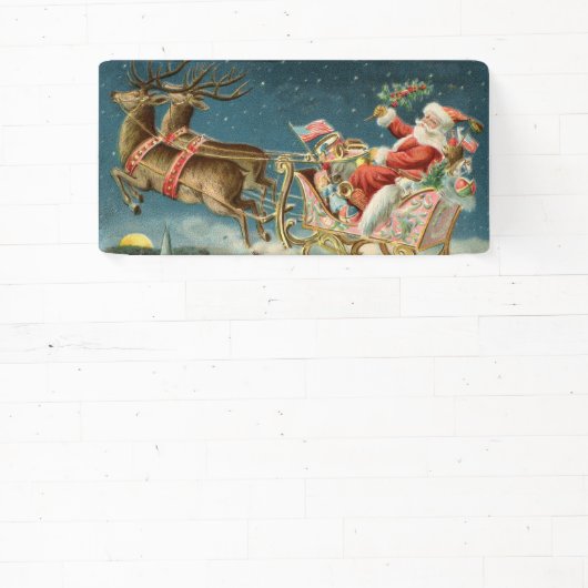 Sinterklaas Kerst Antiek Sleigh Rendier Spandoek (Insitu)