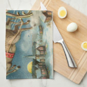 Sinterklaas Kerst Antiek Sleigh Rendier Theedoek (Quarter Fold)