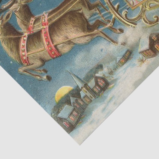 Sinterklaas Kerst Antiek Sleigh Rendier Tissuepapier (Detail)