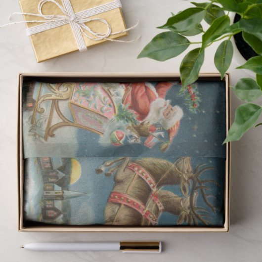 Sinterklaas Kerst Antiek Sleigh Rendier Tissuepapier (Geschenk)