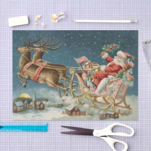 Sinterklaas Kerst Antiek Sleigh Rendier Tissuepapier (Craft)