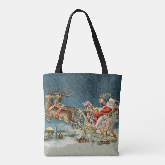 Sinterklaas Kerst Antiek Sleigh Rendier Tote Bag (Achterkant)