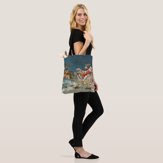 Sinterklaas Kerst Antiek Sleigh Rendier Tote Bag (Op model)