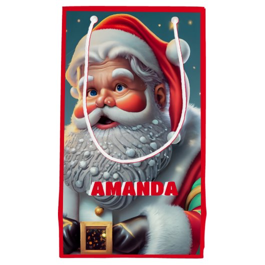 Sinterklaas Kerst Gepersonaliseerd Kinder Rood Klein Cadeauzakje (Voorkant)