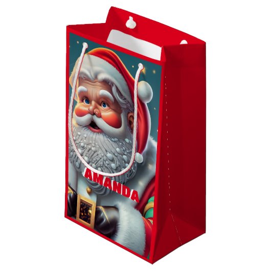 Sinterklaas Kerst Gepersonaliseerd Kinder Rood Klein Cadeauzakje (Voorkant Gekanteld)