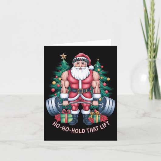 Sinterklaas Kerst Gym Workout Ho-ho-hold Dat Kaart (Voorkant)