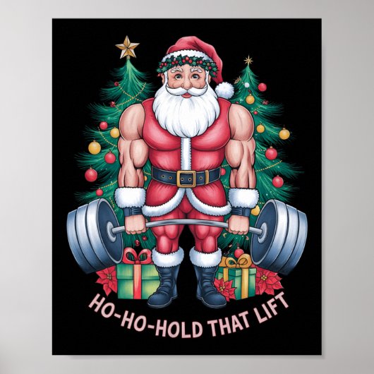Sinterklaas Kerst Gym Workout Ho-ho-hold Dat Poster (Voorkant)