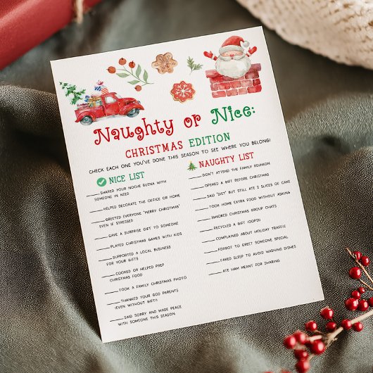 Sinterklaas Kerst Naughty or Nice Spel Feestdagenkaart