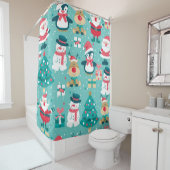 Sinterklaas Kerst Patroon Douchegordijn (In situ)