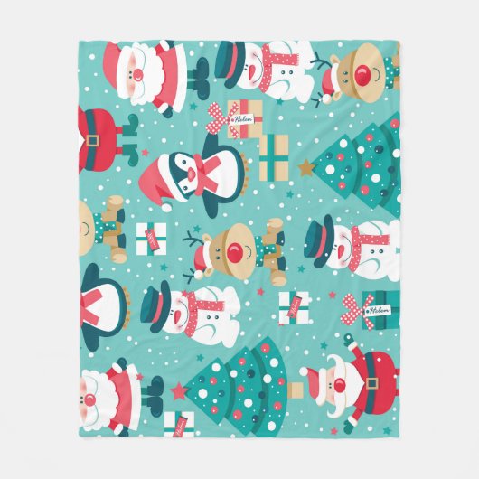 Sinterklaas Kerst Patroon Fleece Deken (Voorkant)
