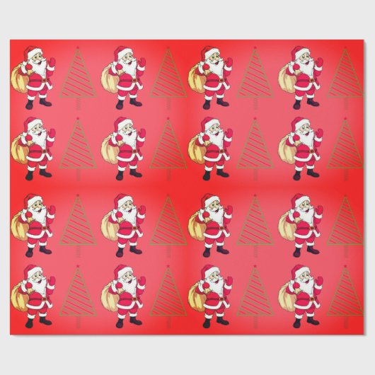 Sinterklaas & Kerstbomen Cadeaupapier (Vlak)