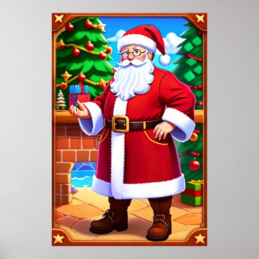 Sinterklaas, kerstboom en cadeaus | AI Art Poster (Voorkant)
