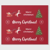 Sinterklaas-kerstboom, ruis unicorn Red Cadeaupapier (Vlak)