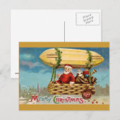 Sinterklaas: Kerstman in Zeppelin Feestdagenkaart (Voorkant / Achterkant)