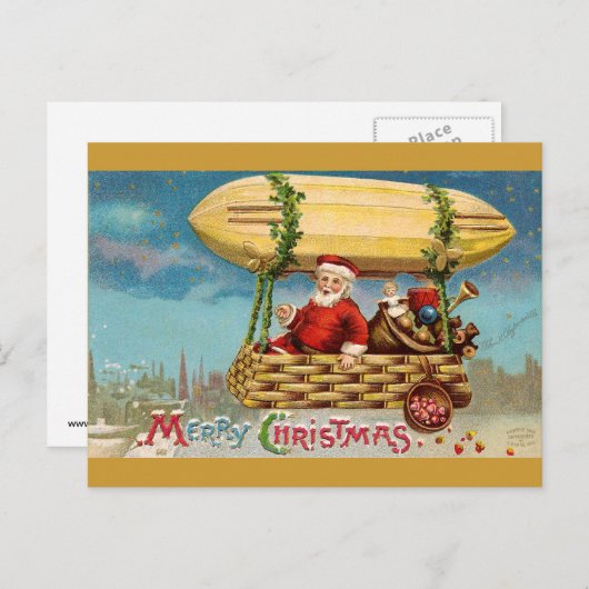 Sinterklaas: Kerstman in Zeppelin Feestdagenkaart (Voorkant / Achterkant)