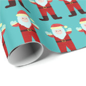 Sinterklaas Kerstmis Cartoon Grinning Waving Cadeaupapier (Rol Hoek)