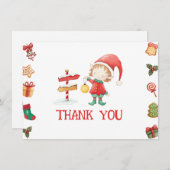 Sinterklaas Kerstmis Elf Dank u Kaart (Voorkant / Achterkant)