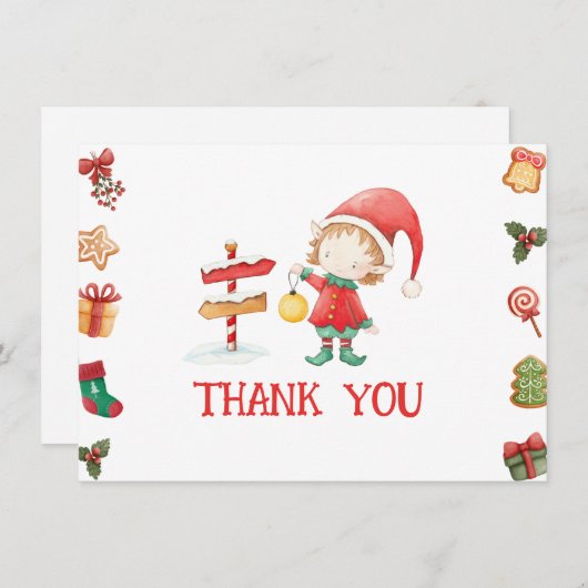 Sinterklaas Kerstmis Elf Dank u Kaart (Voorkant / Achterkant)