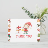 Sinterklaas Kerstmis Elf Dank u Kaart (Staand voorkant)