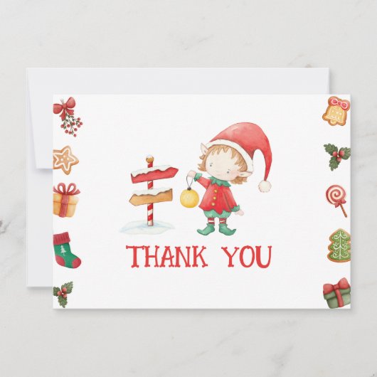 Sinterklaas Kerstmis Elf Dank u Kaart (Voorkant)