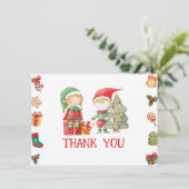 Sinterklaas Kerstmis Elf Dank u Kaart (Staand voorkant)