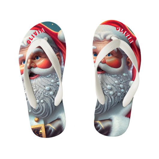 Sinterklaas Kerstmis gepersonaliseerd Kinder Teenslippers (Voetbed)