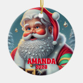 Sinterklaas Kerstmis Gepersonaliseerde Kinder Foto Keramisch Ornament (Voorkant)