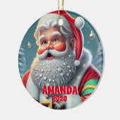 Sinterklaas Kerstmis Gepersonaliseerde Kinder Foto Keramisch Ornament (Links)